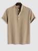 ZAFUL Chemise Texturée Rayée en Coton et en Lin à Demi-Bouton M Café lumière