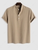 ZAFUL Chemise Texturée Rayée en Coton et en Lin à Demi-Bouton Xl Café lumière