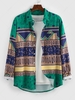 ZAFUL Chemise Vintage Motif Tribal à Manches Longues Xl Vert profond