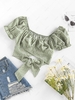 ZAFUL Chemisier Court à Pois à Ourlet Tulipe à Volants Xl Vert clair