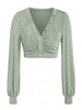 ZAFUL Chemisier Court Boutonné Tricoté L Vert clair