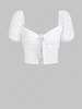 ZAFUL Chemisier Court Fendu Broderie Anglaise Noué en Avant à Manches Bouffantes M Blanc