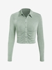 ZAFUL Chemisier Court Plissé Boutonné Xl Vert clair