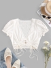ZAFUL Chemisier Court Plissé Festonné L Blanc