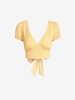 ZAFUL Chemisier Court Texturé à Manches Bouffantes M Jaune clair