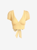 ZAFUL Chemisier Court Texturé à Manches Bouffantes M Jaune clair