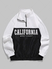 ZAFUL Coupe-vent à Quart Zip en Blocs de Couleurs à Imprimé WEST COAST L Noir