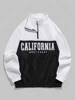 ZAFUL Coupe-vent à Quart Zip en Blocs de Couleurs à Imprimé WEST COAST L Noir