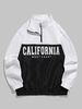 ZAFUL Coupe-vent à Quart Zip en Blocs de Couleurs à Imprimé WEST COAST M Noir