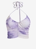 ZAFUL Crop Top Teinté Croisé à Volants à Col Halter S Pourpre
