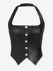 ZAFUL Débardeur Boutonné à Ourlet Asymétrique à Col Halter M Noir