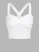 ZAFUL Débardeur Bustier Bandage Côtelé Croisé Au Dos L Blanc