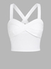 ZAFUL Débardeur Bustier Bandage Côtelé Croisé Au Dos M Blanc