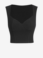 ZAFUL Débardeur Bustier Court Panneau Côtelé à Encolure en Cœur M Noir