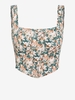 ZAFUL Débardeur Corset à Imprimé Fleur Zip Au Dos L Vert profond