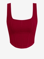 ZAFUL Débardeur Corset Maigre Côtelé à Col U S Rouge