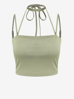 ZAFUL Débardeur Court à Bretelle à Col Halter S Vert clair