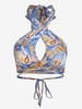ZAFUL Débardeur Court à Imprimé Cachemire Fleur à Col Halter S Bleu