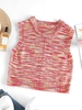 ZAFUL Débardeur Court Ajouré Chiné en Tricot M Rouge