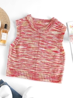 ZAFUL Débardeur Court Ajouré Chiné en Tricot M Rouge