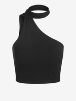ZAFUL Débardeur Court Asymétrique à Une Epaule M Noir