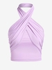 ZAFUL Débardeur Court Croisé à Col Halter S Violet clair