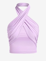 ZAFUL Débardeur Court Croisé à Col Halter S Violet clair