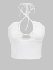 ZAFUL Débardeur Court Côtelé à Col Halter M Blanc