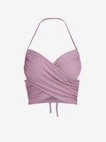 ZAFUL Débardeur Court Côtelé Croisé à Col Halter L Pourpre