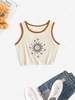 ZAFUL Débardeur Court Graphique Etoile Soleil Contrasté S Café lumière