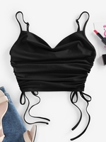 ZAFUL Débardeur Court Sanglé à Col Bénitier Xl Noir