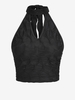 ZAFUL Débardeur Court Texturé à Dos Nu Semi-transparent à Col Halter S Noir
