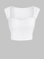 ZAFUL Débardeur Court Texturé Plissé L Blanc