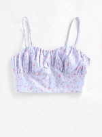 ZAFUL Débardeur Court à Imprimé Fleuri de Rose Maillot de Poitrine M Bleu clair