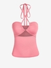 ZAFUL Débardeur Croisé Découpé Ouvert Au Dos à Col Halter M Rose clair