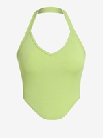 ZAFUL Débardeur Côtelé à Ouvert Hanky Dos Nu à Col Halter M Vert clair