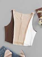 ZAFUL Débardeur Côtelé Cousu en Blocs de Couleurs M Multi a