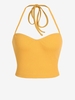ZAFUL Débardeur Côtelé en Couleur Unie à Col Halter M Jaune