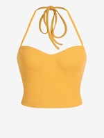 ZAFUL Débardeur Côtelé en Couleur Unie à Col Halter M Jaune