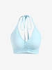 ZAFUL Débardeur Côtelé Plissé à Col Halter Xl Bleu clair