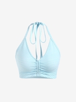 ZAFUL Débardeur Côtelé Plissé à Col Halter Xl Bleu clair