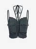 ZAFUL Débardeur Côtelé Superposé à Col Halter L Gris foncé
