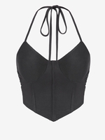 ZAFUL Débardeur en Maille Transparente à Volants à Col Halter M Noir
