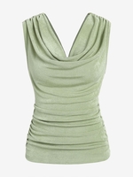 ZAFUL Débardeur Jersey Plissé à Col Bénitier M Vert clair