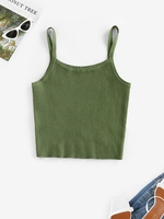 ZAFUL Débardeur Maigre en Tricot M Vert profond
