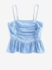ZAFUL Débardeur Péplum à Bretelle à Volants S Bleu clair