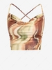 ZAFUL Débardeur Sexy Croisé à Imprimé Marbre sans Dos à Col Bénitier à Lacets M Multi a