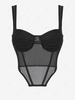 ZAFUL Débardeur Style Corset Bustier Transparent en Maille M Noir