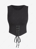 ZAFUL Débardeur Style Corset Côtelé à Lacets M Noir