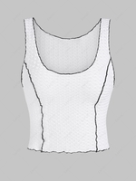ZAFUL Débardeur Texturé Contrasté avec Col U à Coutures M Blanc